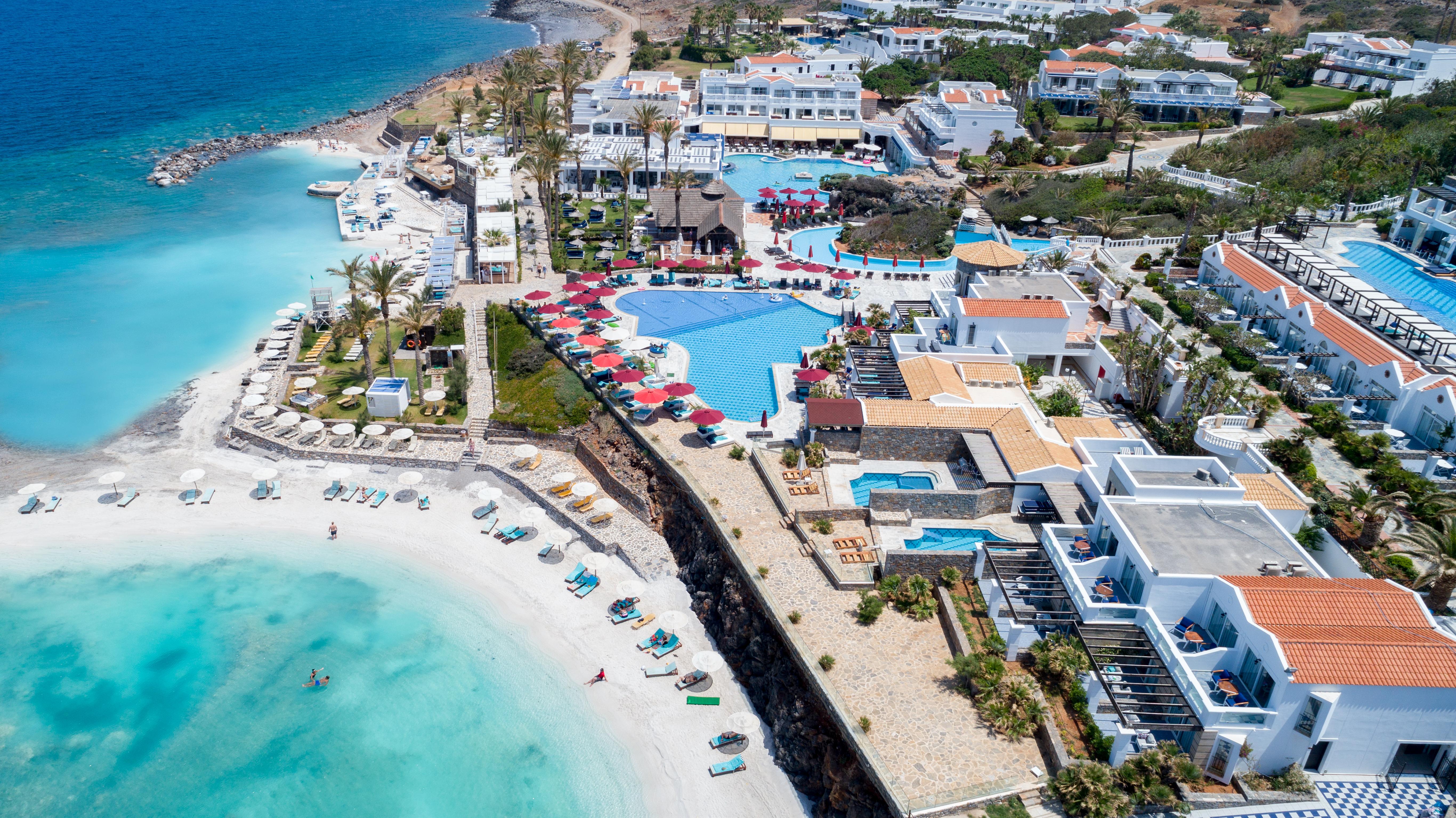 Minos Imperial Luxury Beach Resort & Spa Milatos Exterior photo Aerial view of the resort