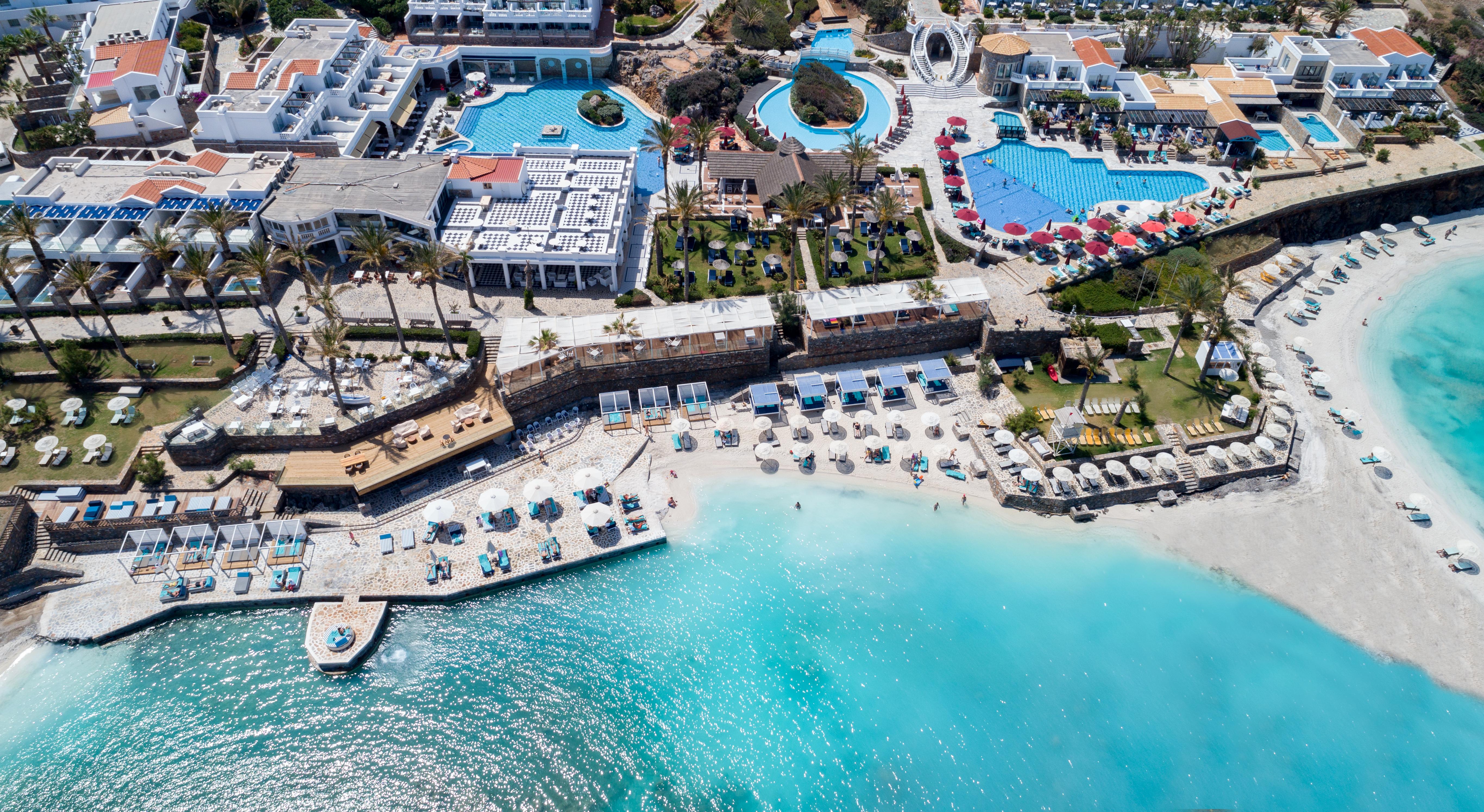 Minos Imperial Luxury Beach Resort & Spa Milatos Exterior photo Aerial view of the resort