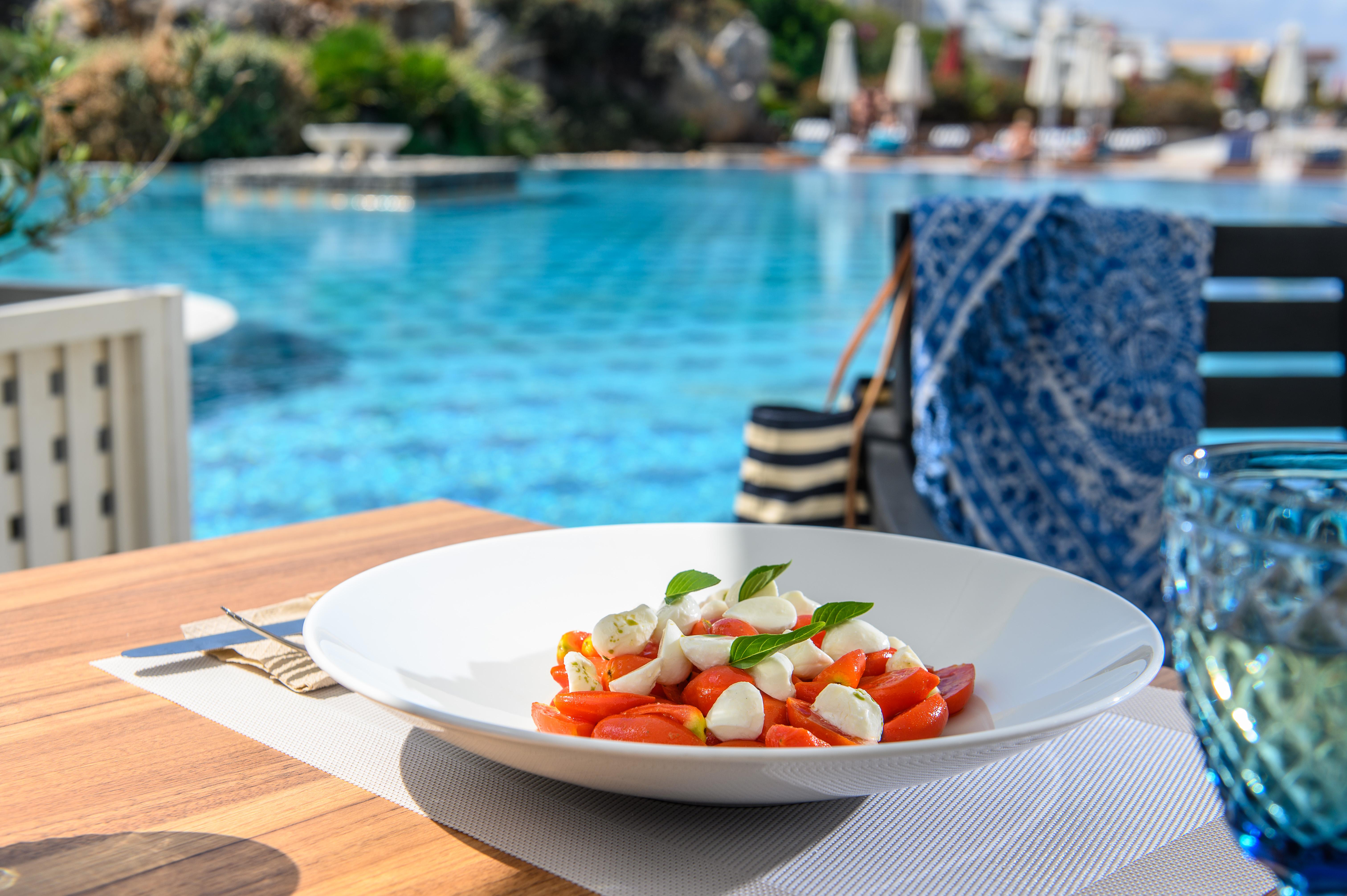 Minos Imperial Luxury Beach Resort & Spa Milatos Exterior photo A Greek salad