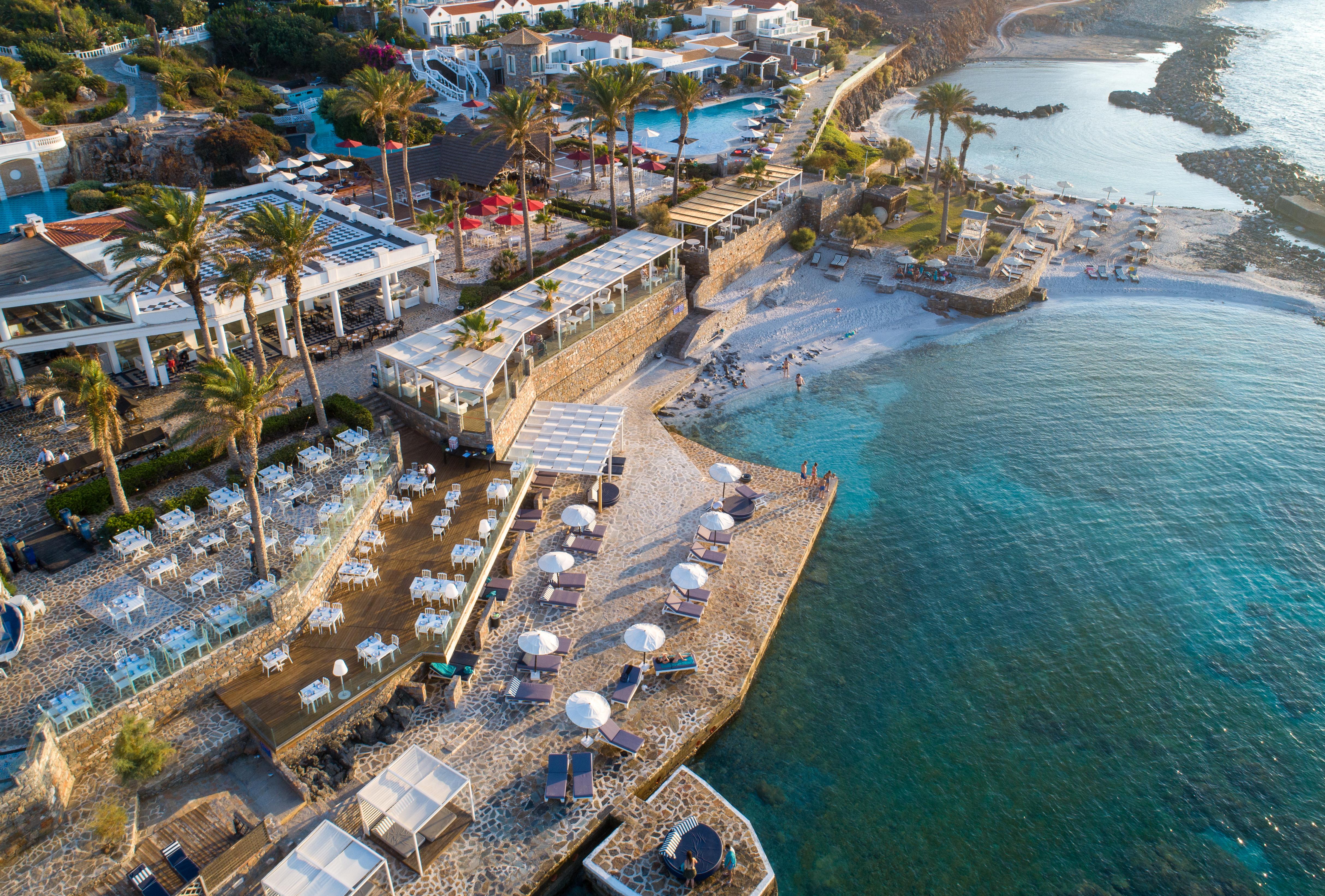 Minos Imperial Luxury Beach Resort & Spa Milatos Exterior photo Aerial view of the beach